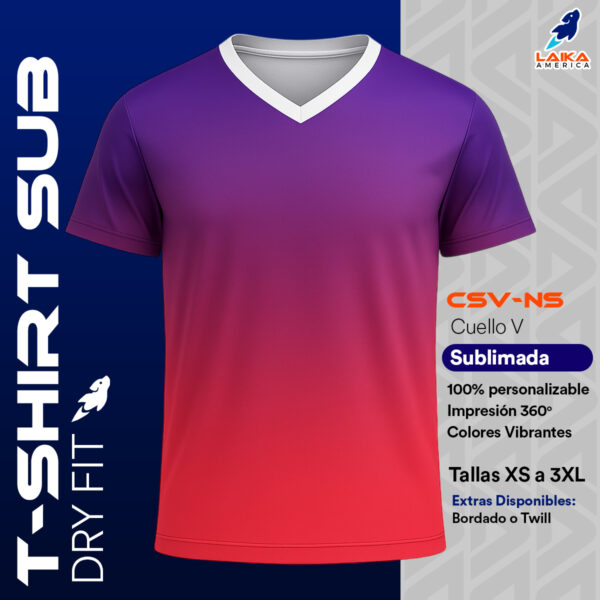 T-SHIRT SUBLIMADA CUELLO V DRY FIT