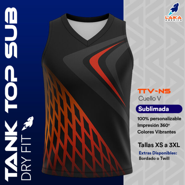 TANK TOP SUBLIMADA CUELLO V DRY FIT