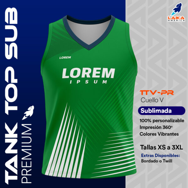 TANK TOP SUBLIMADA CUELLO V PREMIUM
